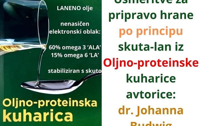 Pregled usmeritve Oljno-proteinska kuharica dr. Budwig SKUTA-LAN priprava HRANE amritana